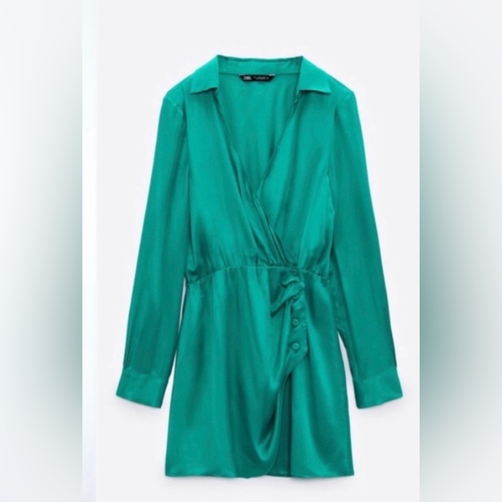 ZARA SATIN WRAPPED AND BUTTONS DRESS 🟡🟡BLOGGER FAV🟡🟡